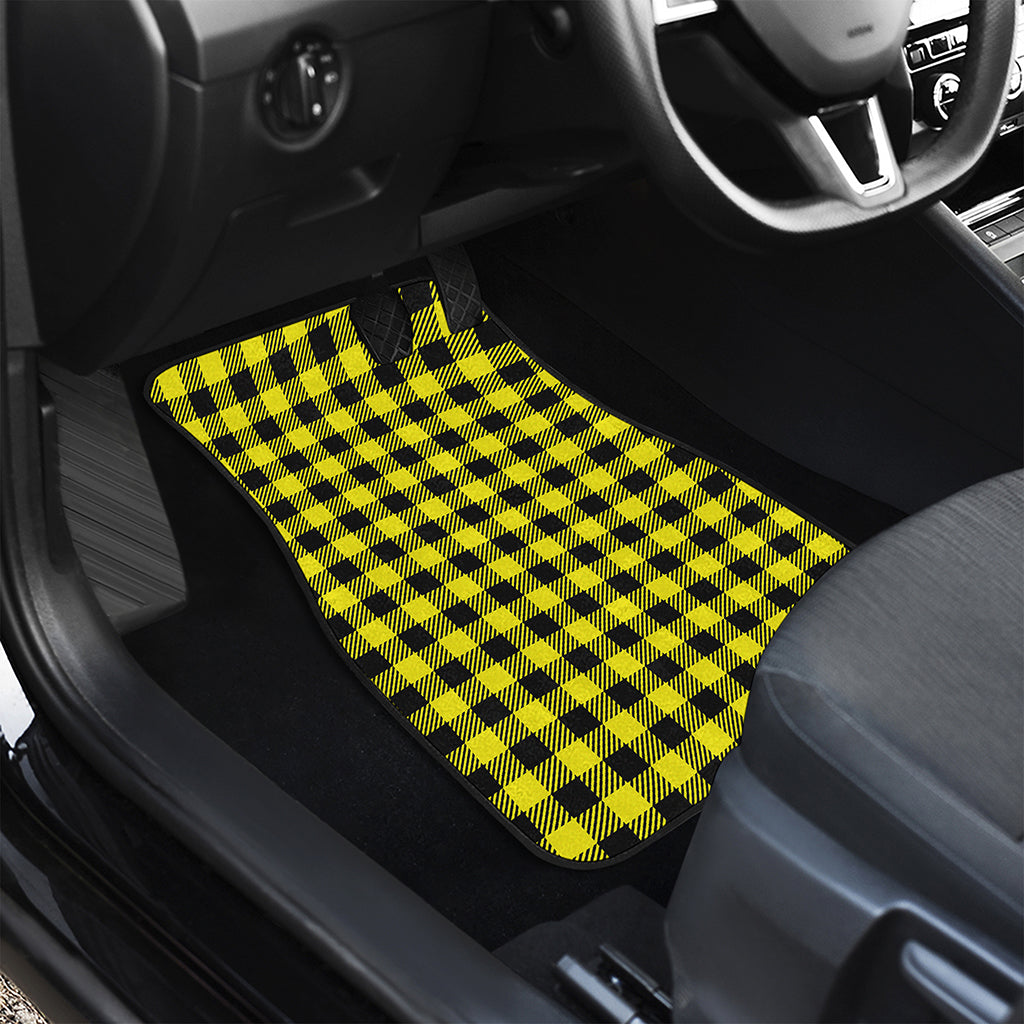 Yellow Buffalo Plaid Print Front Car Floor Mats