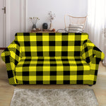 Yellow Buffalo Plaid Print Loveseat Slipcover