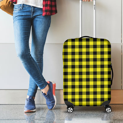 Yellow Buffalo Plaid Print Luggage Cover