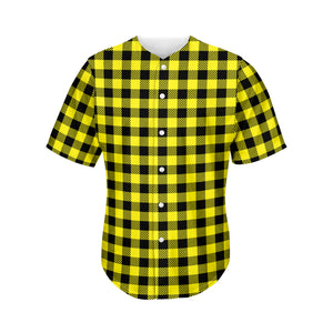Yellow Buffalo Plaid Print Men's Baseball Jersey