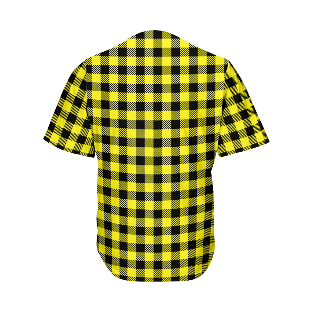 Yellow Buffalo Plaid Print Men's Baseball Jersey