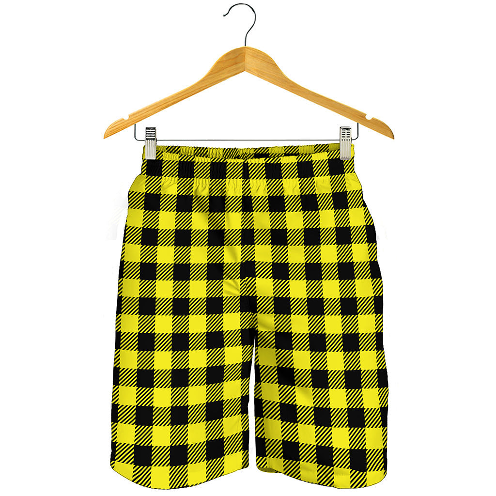 Yellow Buffalo Plaid Print Men's Shorts
