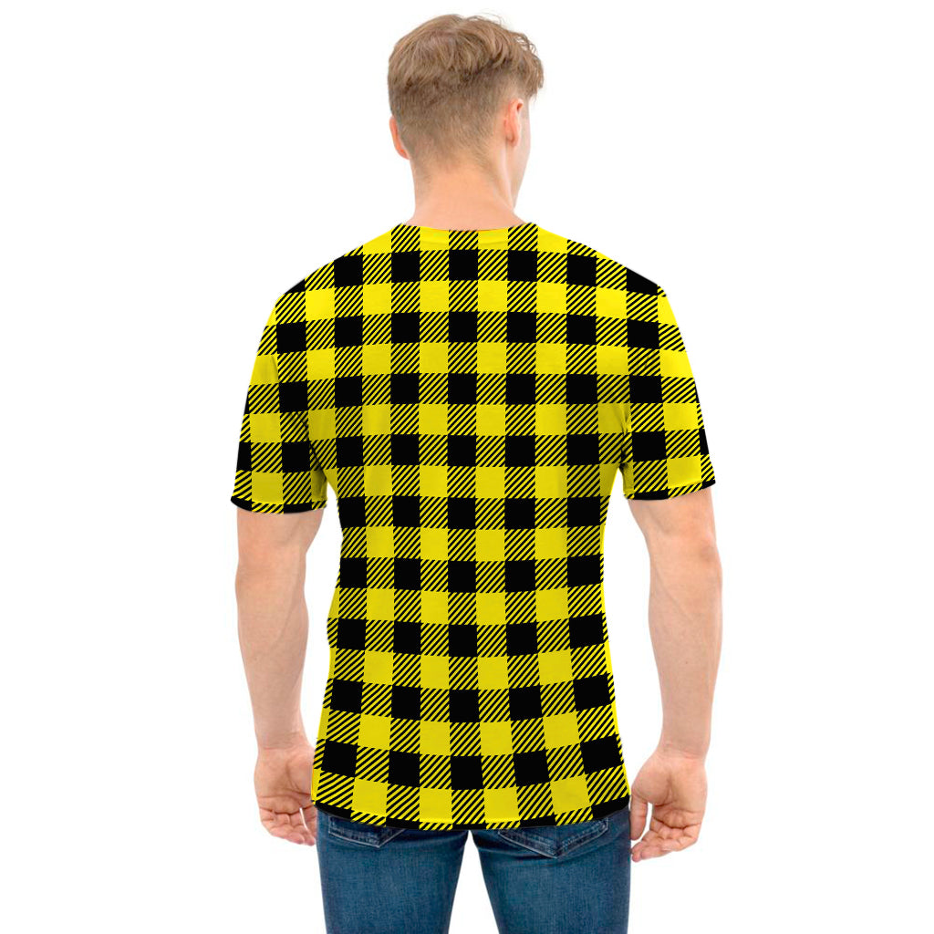 Yellow Buffalo Plaid Print Men's T-Shirt