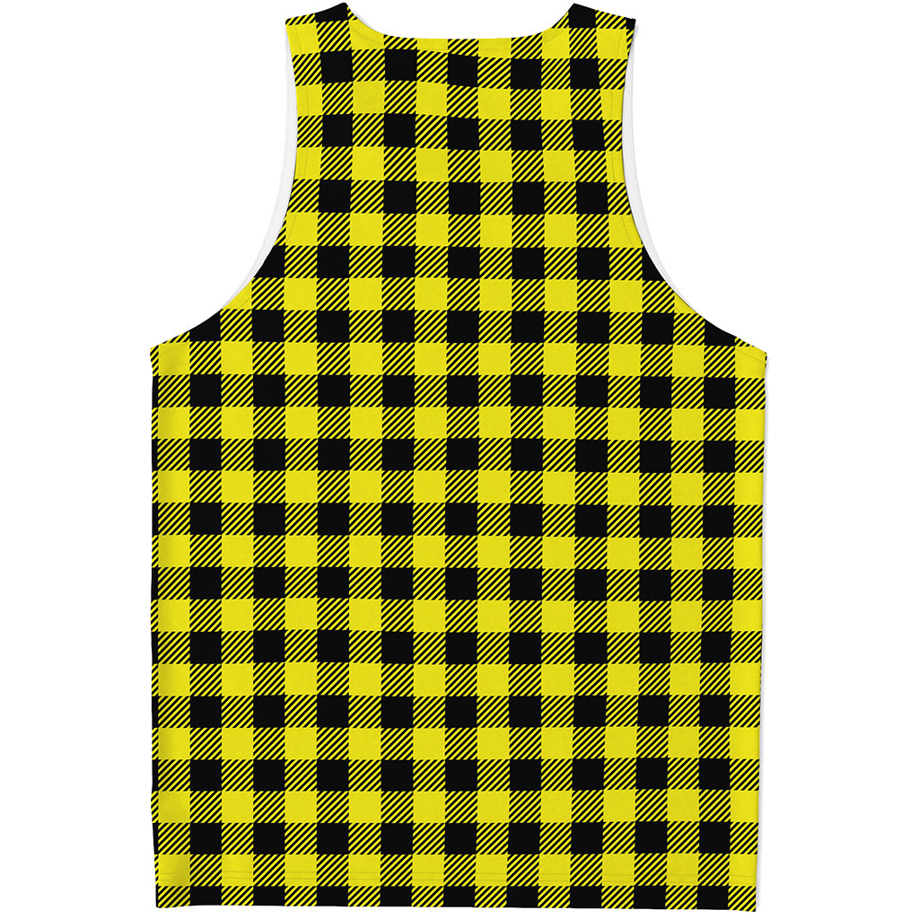 Yellow Buffalo Plaid Print Men's Tank Top
