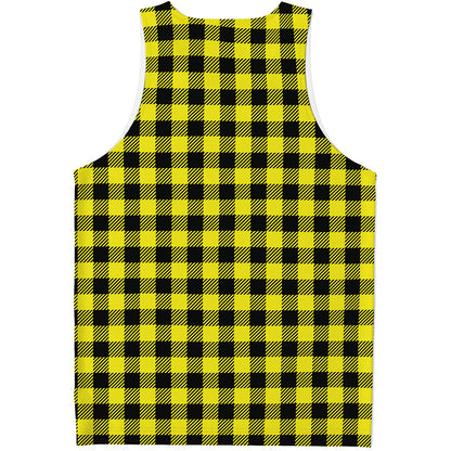 Yellow Buffalo Plaid Print Men's Tank Top