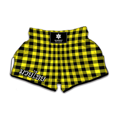 Yellow Buffalo Plaid Print Muay Thai Boxing Shorts