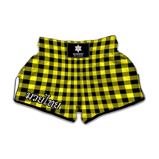 Yellow Buffalo Plaid Print Muay Thai Boxing Shorts