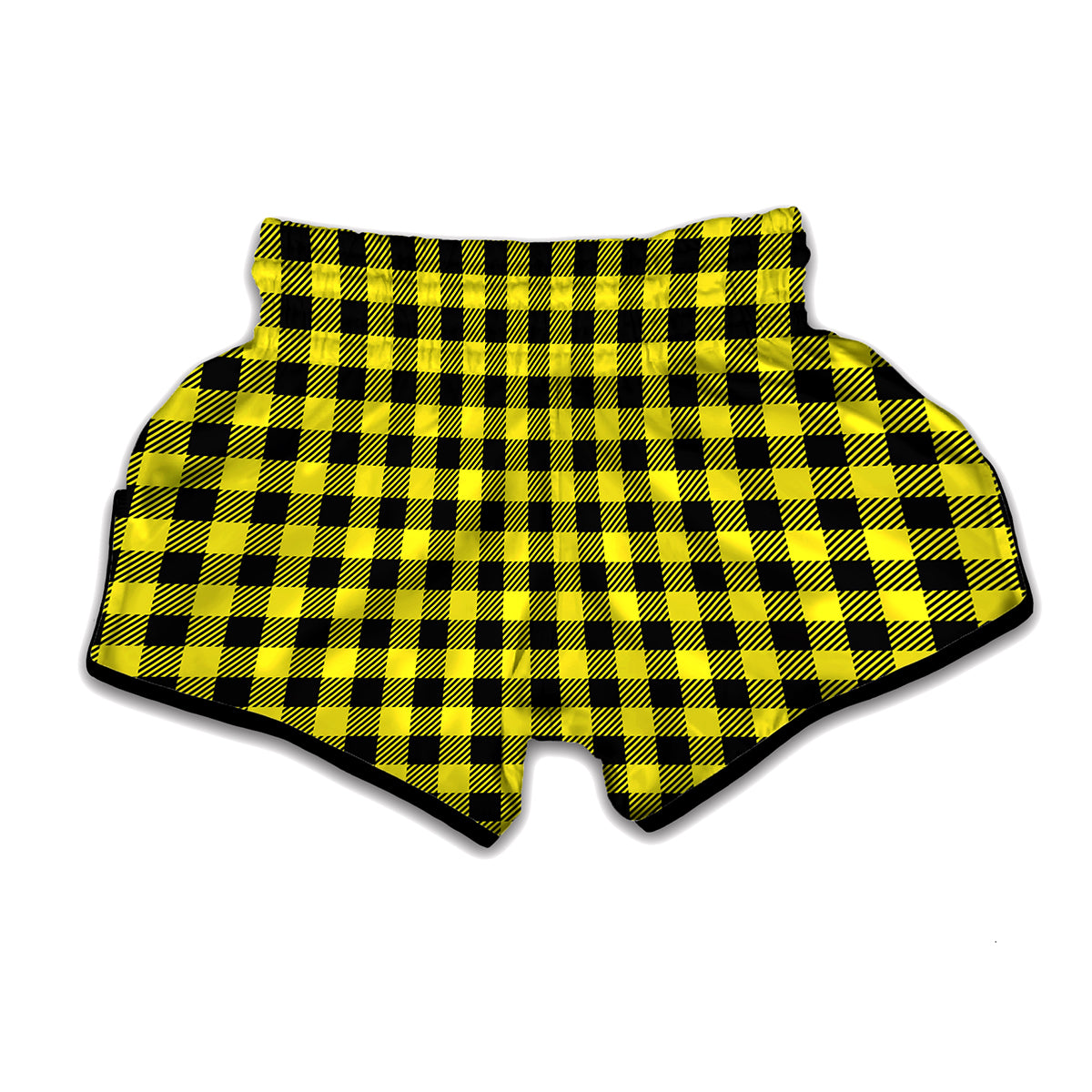 Yellow Buffalo Plaid Print Muay Thai Boxing Shorts