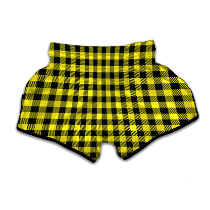 Yellow Buffalo Plaid Print Muay Thai Boxing Shorts