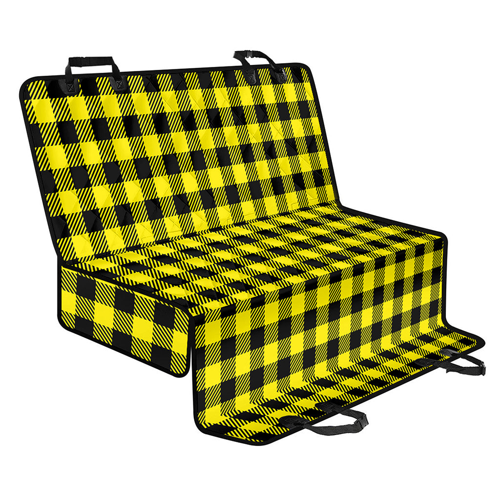 Yellow Buffalo Plaid Print Pet Car Back Seat Cover