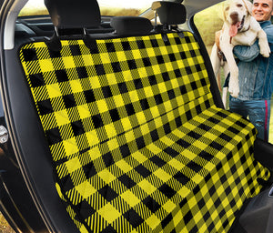 Yellow Buffalo Plaid Print Pet Car Back Seat Cover