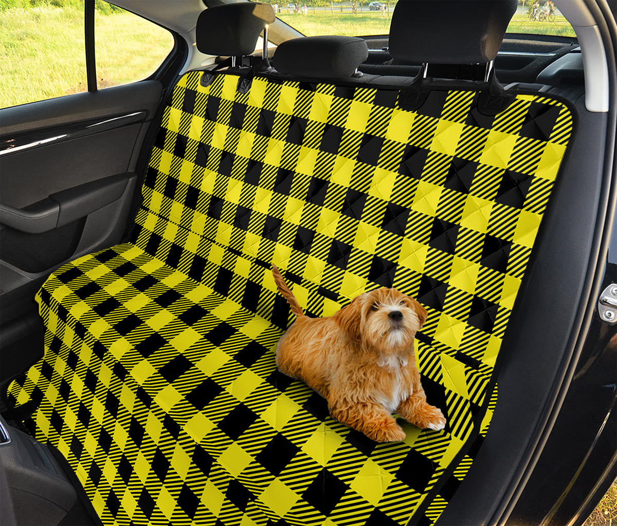 Yellow Buffalo Plaid Print Pet Car Back Seat Cover