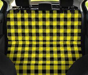 Yellow Buffalo Plaid Print Pet Car Back Seat Cover