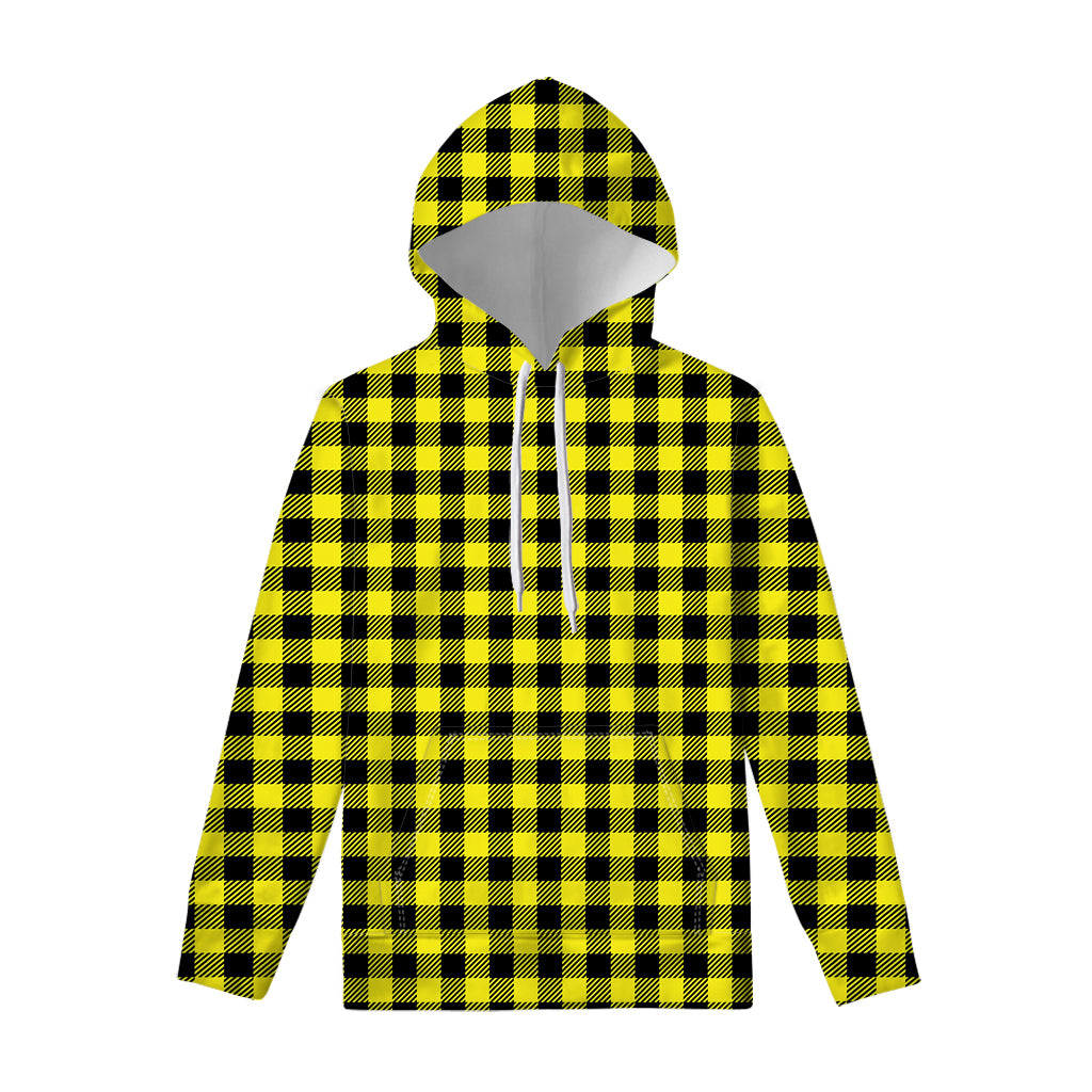 Yellow Buffalo Plaid Print Pullover Hoodie