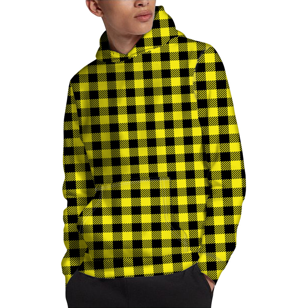 Yellow Buffalo Plaid Print Pullover Hoodie
