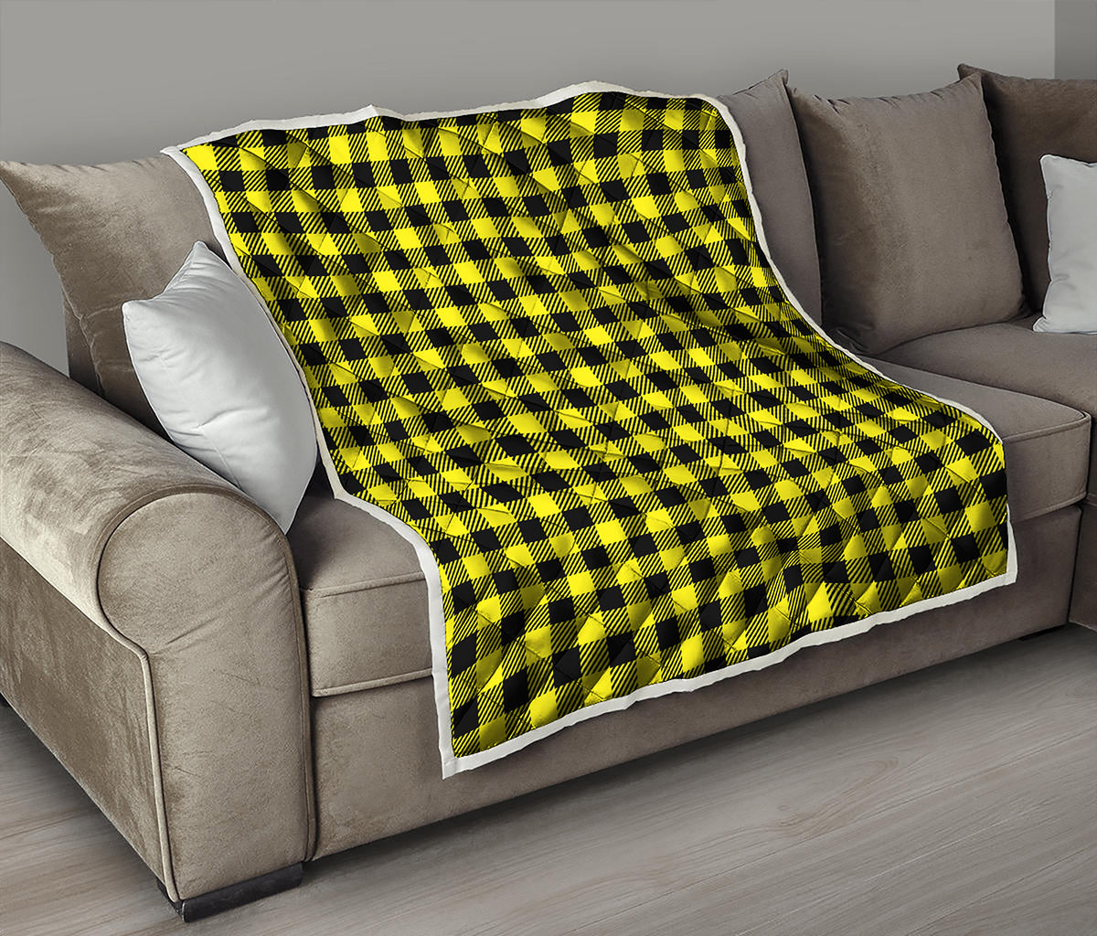 Yellow Buffalo Plaid Print Quilt