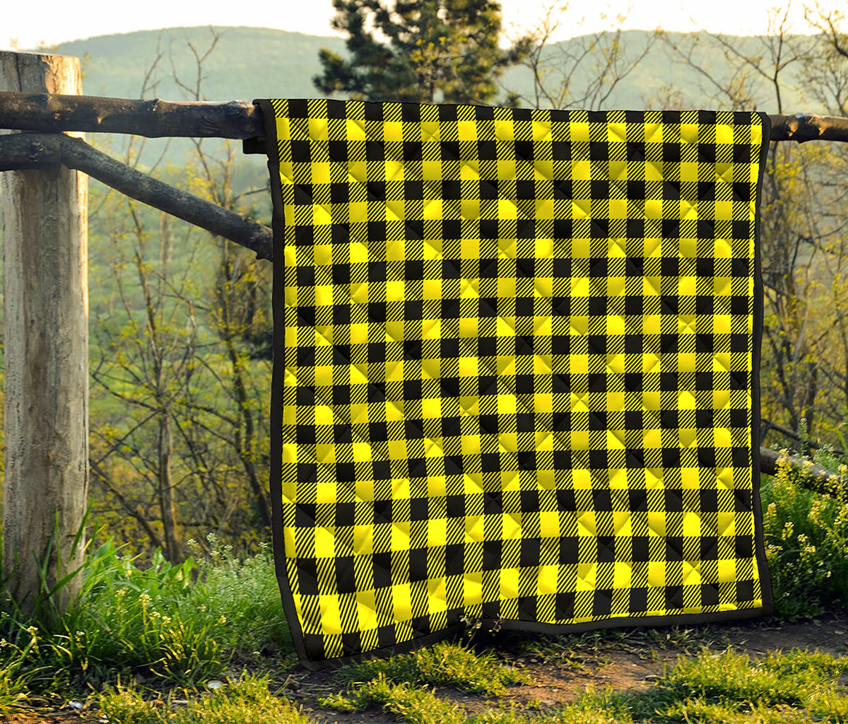 Yellow Buffalo Plaid Print Quilt