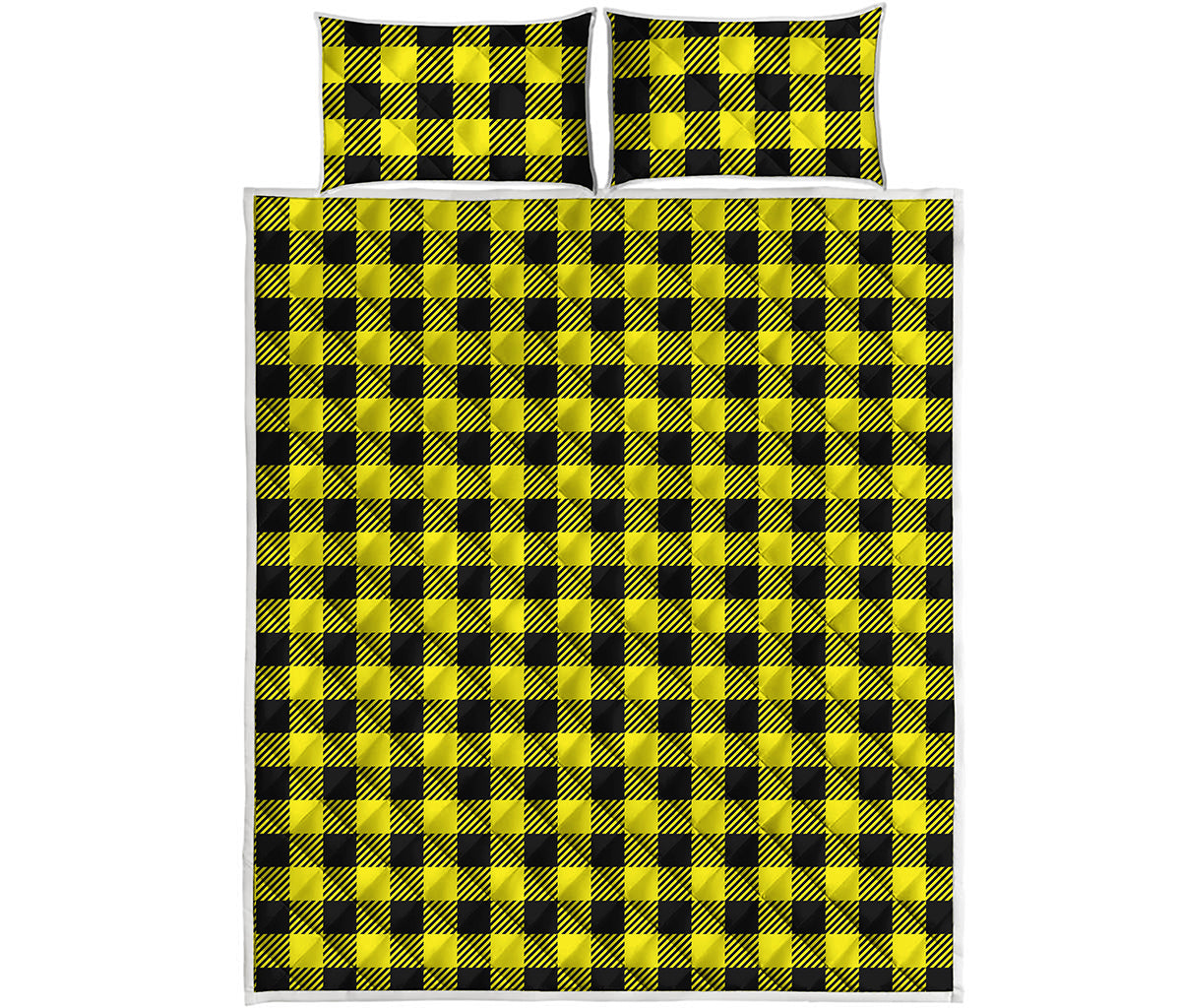 Yellow Buffalo Plaid Print Quilt Bed Set