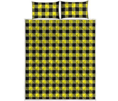 Yellow Buffalo Plaid Print Quilt Bed Set