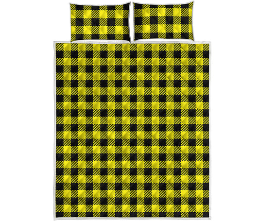 Yellow Buffalo Plaid Print Quilt Bed Set