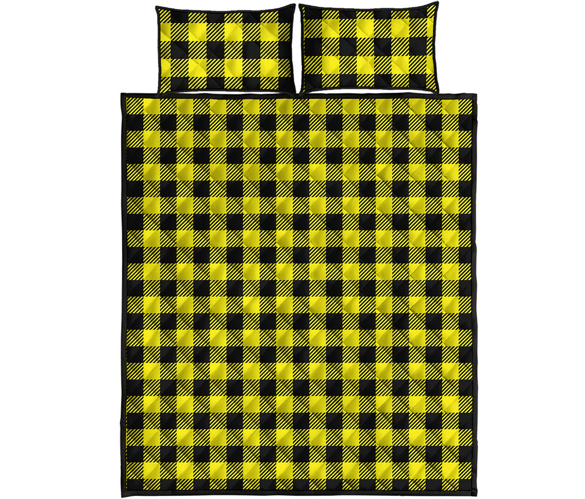 Yellow Buffalo Plaid Print Quilt Bed Set
