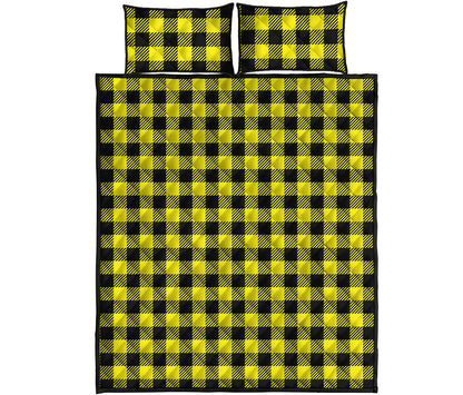 Yellow Buffalo Plaid Print Quilt Bed Set