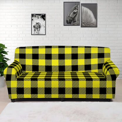 Yellow Buffalo Plaid Print Sofa Cover