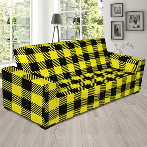 Yellow Buffalo Plaid Print Sofa Slipcover