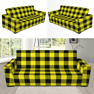 Yellow Buffalo Plaid Print Sofa Slipcover