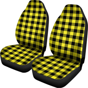 Yellow Buffalo Plaid Print Universal Fit Car Seat Covers