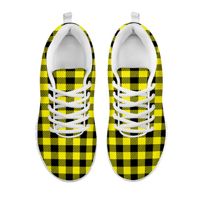 Yellow Buffalo Plaid Print White Sneakers