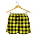 Yellow Buffalo Plaid Print Women's Shorts