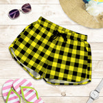 Yellow Buffalo Plaid Print Women's Shorts