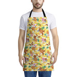 Yellow Camo And Hibiscus Flower Print Apron