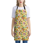 Yellow Camo And Hibiscus Flower Print Apron