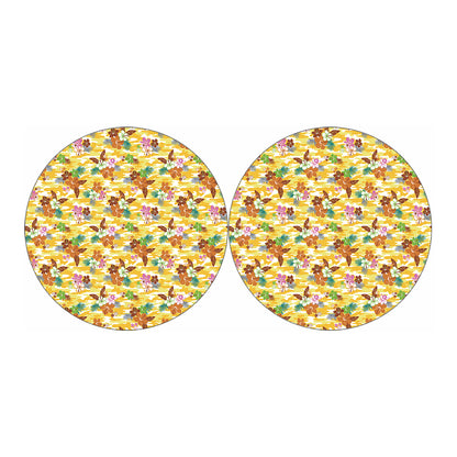 Yellow Camo And Hibiscus Flower Print Car Coasters