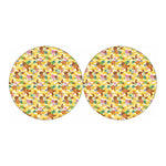 Yellow Camo And Hibiscus Flower Print Car Coasters