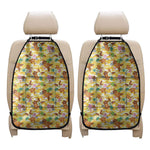 Yellow Camo And Hibiscus Flower Print Car Seat Organizers