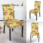 Yellow Camo And Hibiscus Flower Print Dining Chair Slipcover