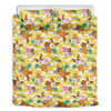 Yellow Camo And Hibiscus Flower Print Duvet Cover Bedding Set