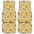 Yellow Camo And Hibiscus Flower Print Front and Back Car Floor Mats