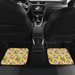 Yellow Camo And Hibiscus Flower Print Front and Back Car Floor Mats