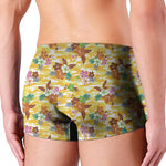 Yellow Camo And Hibiscus Flower Print Men's Boxer Briefs