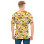 Yellow Camo And Hibiscus Flower Print Men's T-Shirt
