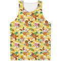 Yellow Camo And Hibiscus Flower Print Men's Tank Top