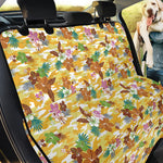 Yellow Camo And Hibiscus Flower Print Pet Car Back Seat Cover