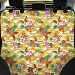 Yellow Camo And Hibiscus Flower Print Pet Car Back Seat Cover