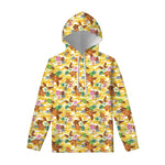 Yellow Camo And Hibiscus Flower Print Pullover Hoodie