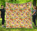 Yellow Camo And Hibiscus Flower Print Quilt