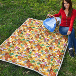 Yellow Camo And Hibiscus Flower Print Quilt